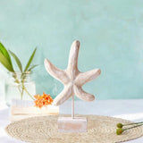 Maxbell Wood Statue Beach Table Decor Art Figurine for Bathroom Beach-farmhouse Home Starfish Shape
