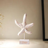 Maxbell Wood Statue Beach Table Decor Art Figurine for Bathroom Beach-farmhouse Home Starfish Shape