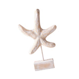 Maxbell Wood Statue Beach Table Decor Art Figurine for Bathroom Beach-farmhouse Home Starfish Shape