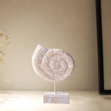 Maxbell Wood Statue Beach Table Decor Art Figurine for Bathroom Beach-farmhouse Home Conch Shape