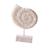 Maxbell Wood Statue Beach Table Decor Art Figurine for Bathroom Beach-farmhouse Home Conch Shape