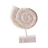 Maxbell Wood Statue Beach Table Decor Art Figurine for Bathroom Beach-farmhouse Home Conch Shape
