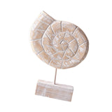 Maxbell Wood Statue Beach Table Decor Art Figurine for Bathroom Beach-farmhouse Home Conch Shape