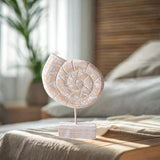 Maxbell Wood Statue Beach Table Decor Art Figurine for Bathroom Beach-farmhouse Home Conch Shape