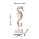 Maxbell Wood Statue Beach Table Decor Art Figurine for Bathroom Beach-farmhouse Home Seahorse Shape