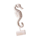 Maxbell Wood Statue Beach Table Decor Art Figurine for Bathroom Beach-farmhouse Home Seahorse Shape