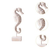 Maxbell Wood Statue Beach Table Decor Art Figurine for Bathroom Beach-farmhouse Home Seahorse Shape