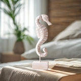 Maxbell Wood Statue Beach Table Decor Art Figurine for Bathroom Beach-farmhouse Home Seahorse Shape