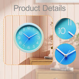 Maxbell Wall Clock Simple Easy Read Hanging Clock for Bedroom Kitchen Dining Room Blue