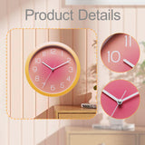 Maxbell Wall Clock Simple Easy Read Hanging Clock for Bedroom Kitchen Dining Room Orange