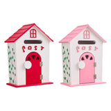 Maxbell Locking Mailbox Wood Wall Mount Mailbox for Kindergarten Student Office Home Red