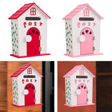 Maxbell Locking Mailbox Wood Wall Mount Mailbox for Kindergarten Student Office Home Red