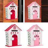 Maxbell Locking Mailbox Wood Wall Mount Mailbox for Kindergarten Student Office Home Red