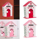 Maxbell Locking Mailbox Wood Wall Mount Mailbox for Kindergarten Student Office Home Red