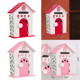 Maxbell Locking Mailbox Wood Wall Mount Mailbox for Kindergarten Student Office Home Red
