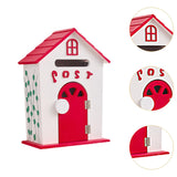 Maxbell Locking Mailbox Wood Wall Mount Mailbox for Kindergarten Student Office Home Red
