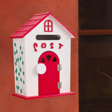 Maxbell Locking Mailbox Wood Wall Mount Mailbox for Kindergarten Student Office Home Red