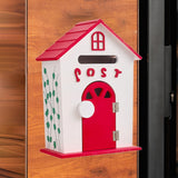 Maxbell Locking Mailbox Wood Wall Mount Mailbox for Kindergarten Student Office Home Red