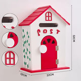 Maxbell Locking Mailbox Wood Wall Mount Mailbox for Kindergarten Student Office Home Red