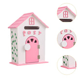 Maxbell Locking Mailbox Wood Wall Mount Mailbox for Kindergarten Student Office Home Pink