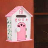 Maxbell Locking Mailbox Wood Wall Mount Mailbox for Kindergarten Student Office Home Pink