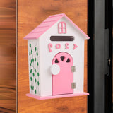 Maxbell Locking Mailbox Wood Wall Mount Mailbox for Kindergarten Student Office Home Pink