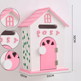 Maxbell Locking Mailbox Wood Wall Mount Mailbox for Kindergarten Student Office Home Pink