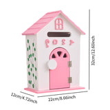 Maxbell Locking Mailbox Wood Wall Mount Mailbox for Kindergarten Student Office Home Pink