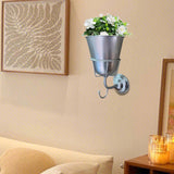 Maxbell Wall Mounted Vessel Rack Handmade Home Decoration for Outdoor Flowers Summer Silver