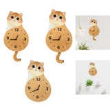 Maxbell Cat Wall Clock Non Ticking Unique Decoration for Study Room Home Dining Room Wagging Tail 50x26cm