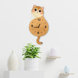 Maxbell Cat Wall Clock Non Ticking Unique Decoration for Study Room Home Dining Room Wagging Tail 50x26cm