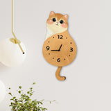 Maxbell Cat Wall Clock Non Ticking Unique Decoration for Study Room Home Dining Room Wagging Tail 50x26cm