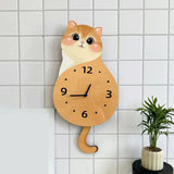 Maxbell Cat Wall Clock Non Ticking Unique Decoration for Study Room Home Dining Room Wagging Tail 50x26cm