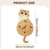 Maxbell Cat Wall Clock Non Ticking Unique Decoration for Study Room Home Dining Room Wagging Tail 50x26cm