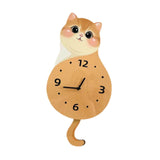 Maxbell Cat Wall Clock Non Ticking Unique Decoration for Study Room Home Dining Room Wagging Tail 50x26cm