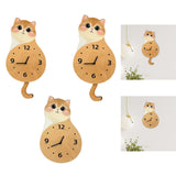 Maxbell Cat Wall Clock Non Ticking Unique Decoration for Study Room Home Dining Room Wagging Tail 50x26cm