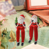Maxbell Resin Sitting Santa Figurine Collectible Ornament for Desktop Bedroom Indoor Left holding tree