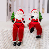 Maxbell Resin Sitting Santa Figurine Collectible Ornament for Desktop Bedroom Indoor Left holding tree