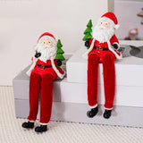 Maxbell Resin Sitting Santa Figurine Collectible Ornament for Desktop Bedroom Indoor Left holding tree
