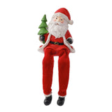 Maxbell Resin Sitting Santa Figurine Collectible Ornament for Desktop Bedroom Indoor Left holding tree