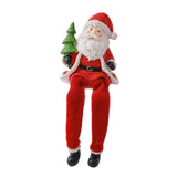 Maxbell Resin Sitting Santa Figurine Collectible Ornament for Desktop Bedroom Indoor Left holding tree