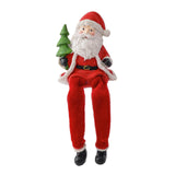 Maxbell Resin Sitting Santa Figurine Collectible Ornament for Desktop Bedroom Indoor Left holding tree