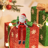 Maxbell Resin Sitting Santa Figurine Collectible Ornament for Desktop Bedroom Indoor Left holding tree