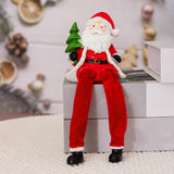 Maxbell Resin Sitting Santa Figurine Collectible Ornament for Desktop Bedroom Indoor Left holding tree