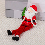 Maxbell Resin Sitting Santa Figurine Collectible Ornament for Desktop Bedroom Indoor Left holding tree