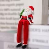 Maxbell Resin Sitting Santa Figurine Collectible Ornament for Desktop Bedroom Indoor Left holding tree