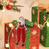 Maxbell Resin Sitting Santa Figurine Collectible Ornament for Desktop Bedroom Indoor right holding tree