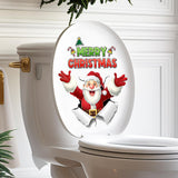 Maxbell Santa Toilet Lid Decal Funny Waterproof Toilet Decoration Holiday Decoration