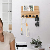 Maxbell Key Holder for Wall Rustic Wood Coat Hanger for Living Room Doorway Bathroom