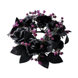Maxbell Halloween Black Artificial Rose Candle Ring ID 7.5cm Versatile Floral Wreath